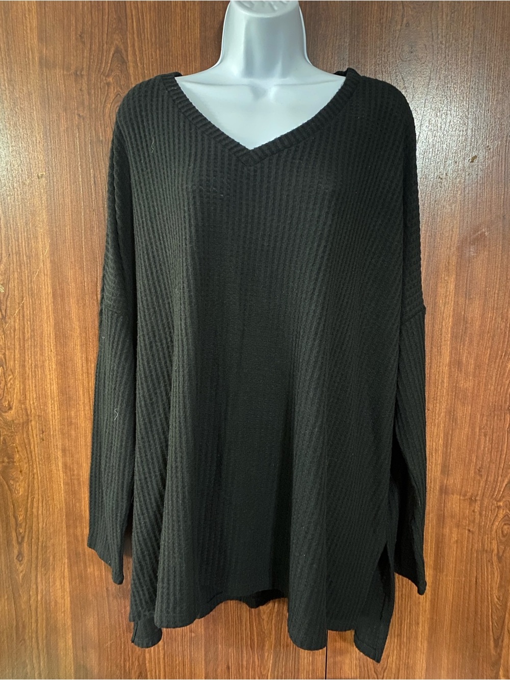 Zenana Black V-Neck Ribbed Women's Sweater NWOT